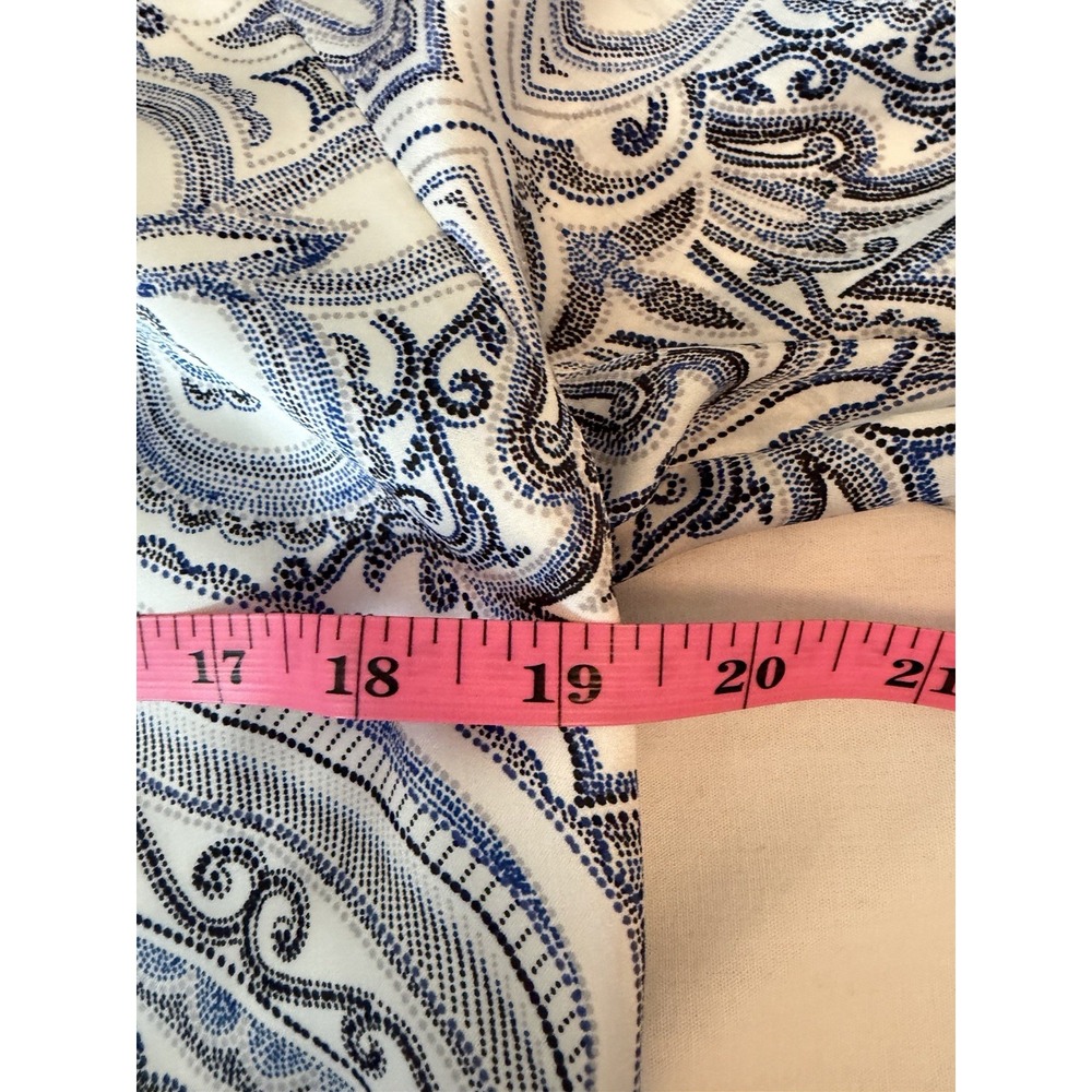 White House‎ Black Market Blue Paisley Silky Blouse Size Small Long Sleeve - Picture 8 of 10